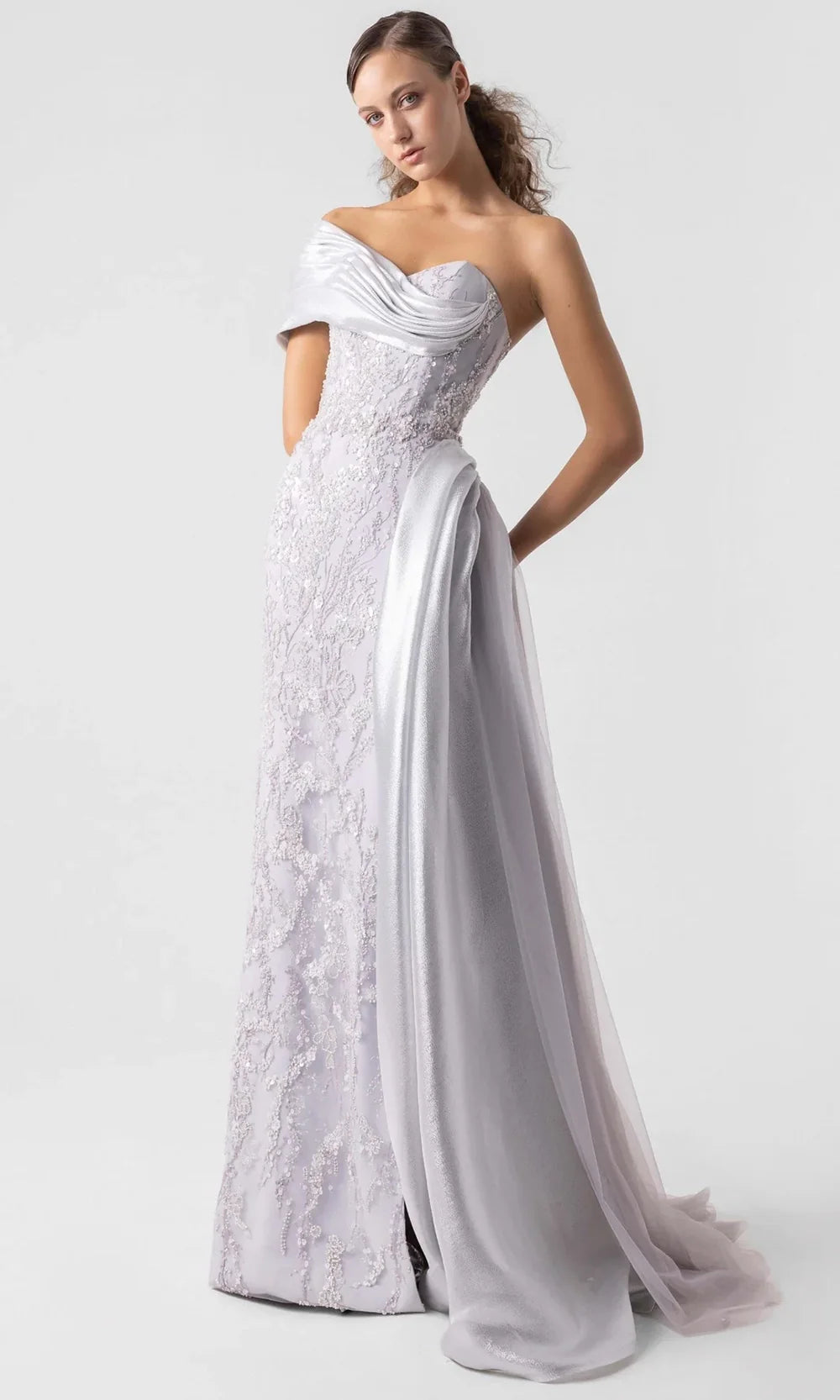 MNM Couture G1932 - Asymmetric Sheath Gown with Side Drape Evening Dresses