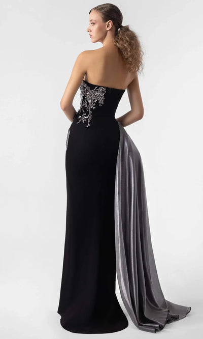 MNM Couture G1938 - Straight Neckline Draped Column Gown Evening Dresses
