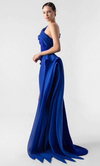 MNM Couture G1941 - Asymmetric Crepe Gown with Slit Evening Dresses