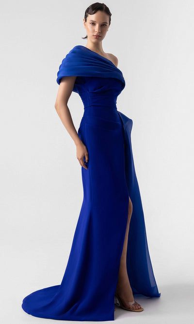 MNM Couture G1941 - Asymmetric Crepe Gown with Slit Evening Dresses