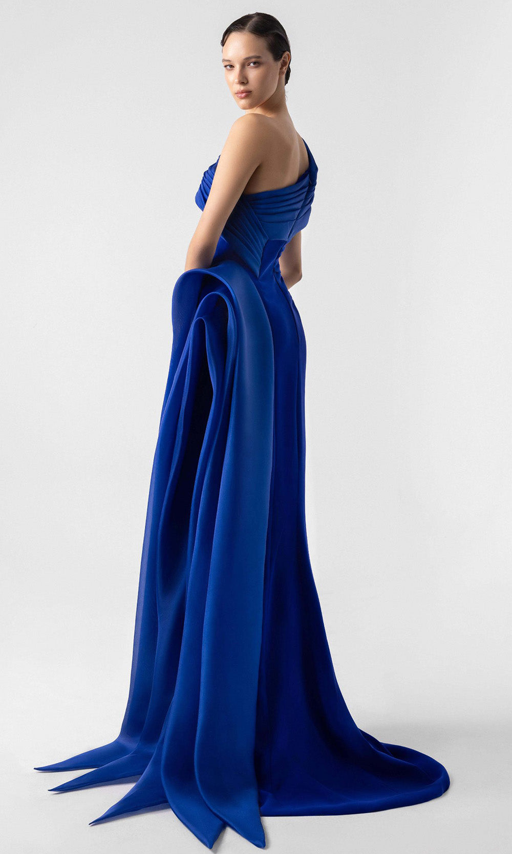 MNM Couture G1941 - Asymmetric Crepe Gown with Slit Evening Dresses