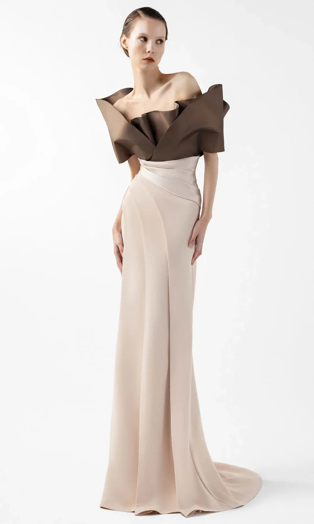 MNM Couture G2000 - Elegant Two Tone Off-Shoulder Gown Formal Gowns