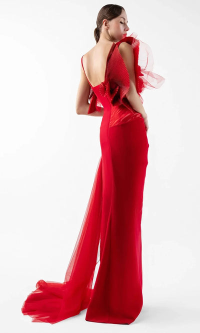 MNM Couture G2001 - Draped Tulle Open Back Fitted Gown Prom Dresses