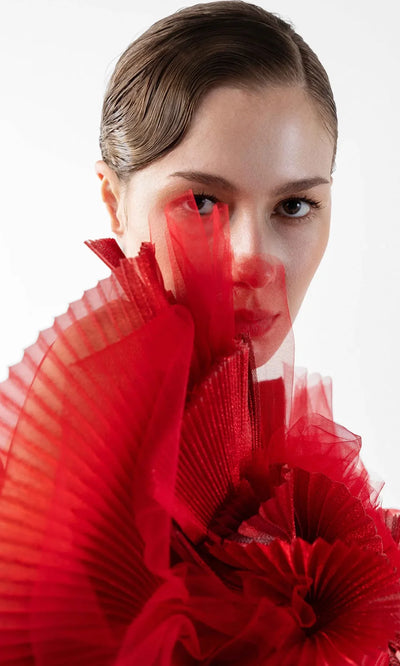 MNM Couture G2001 - Draped Tulle Open Back Fitted Gown Prom Dresses