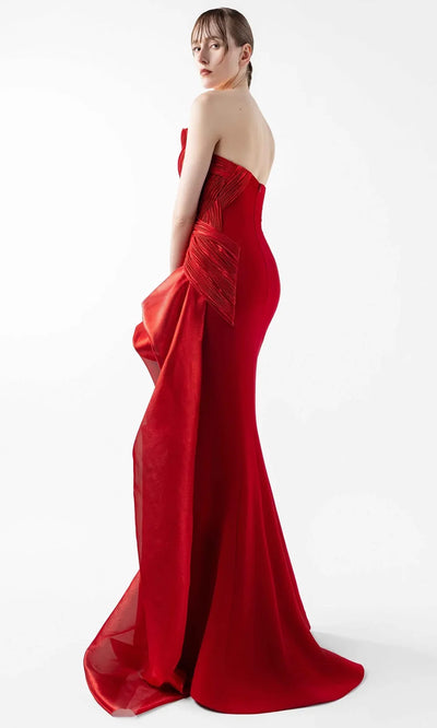 MNM Couture G2006 - Strapless Crepe Gown with Architectural Draping Prom Dresses