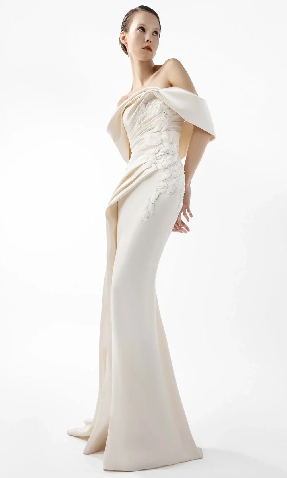 MNM Couture G2007 - Pleated Bodice Off Shoulder Gown Formal Gowns