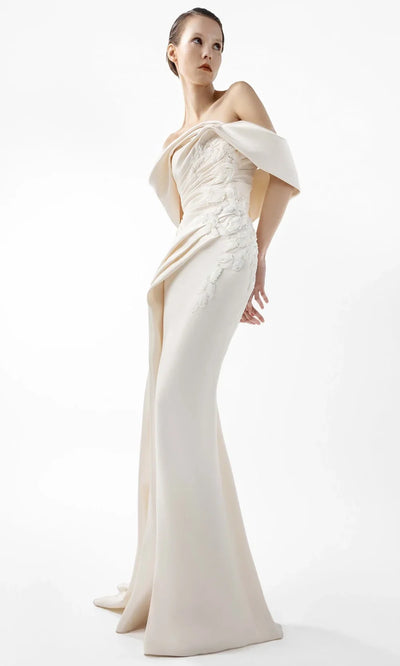 MNM Couture G2007 - Pleated Bodice Off Shoulder Gown Formal Gowns
