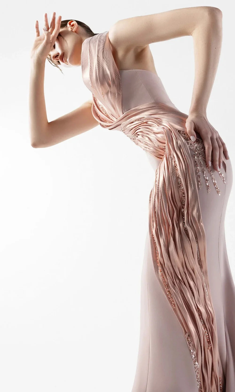 MNM Couture G2012 - Halter Neck Mermaid Gown with Draping Formal Gowns