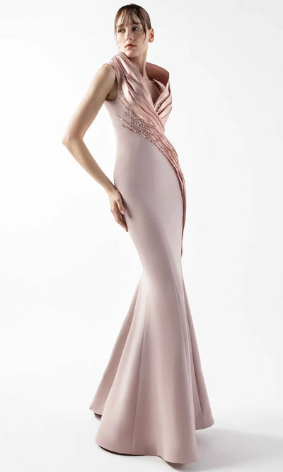 MNM Couture G2012 - Halter Neck Mermaid Gown with Draping Formal Gowns