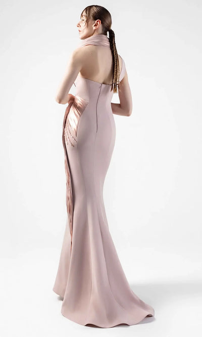 MNM Couture G2012 - Halter Neck Mermaid Gown with Draping Formal Gowns