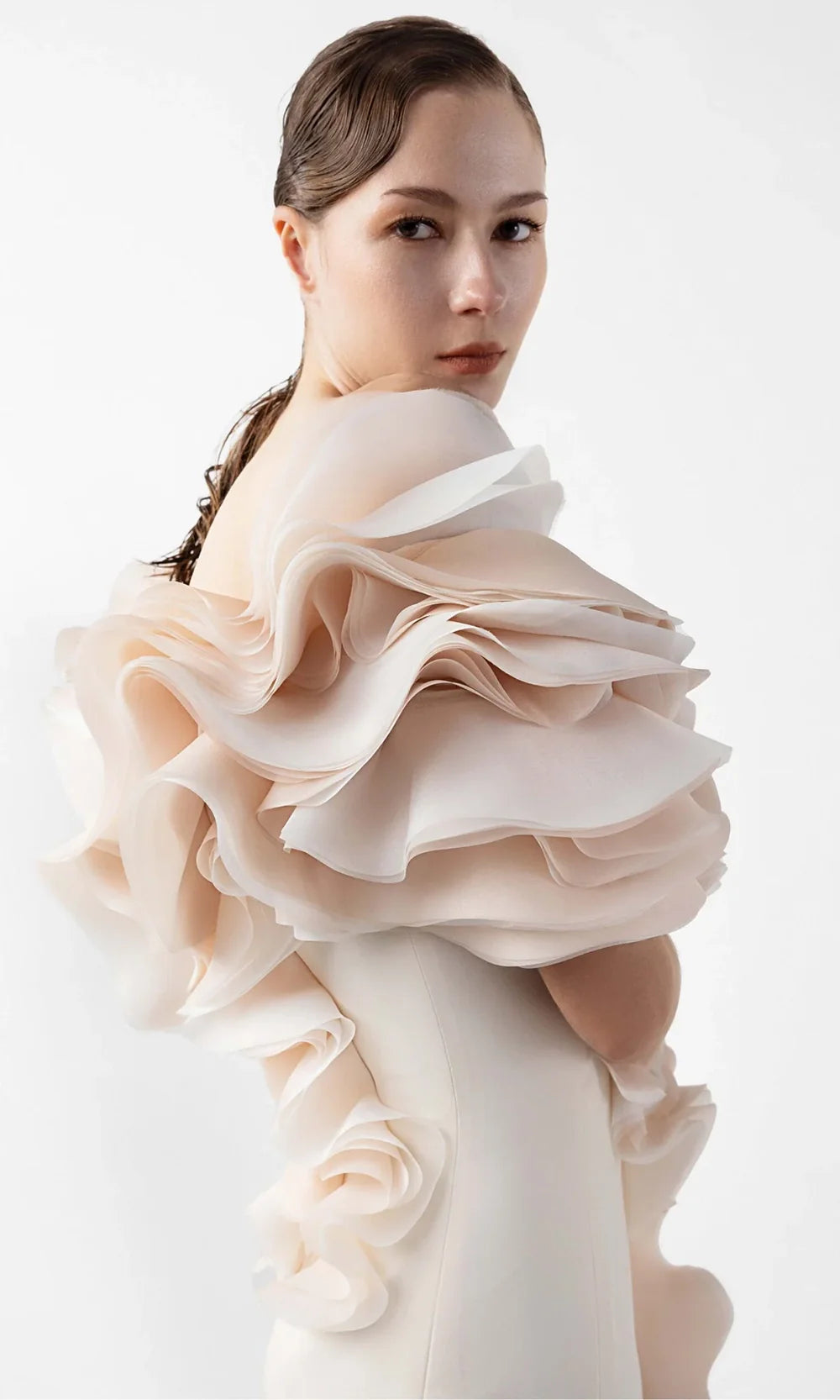 MNM Couture G2013 - Dramatic Ruffle Short Sleeve Gown Formal Gowns