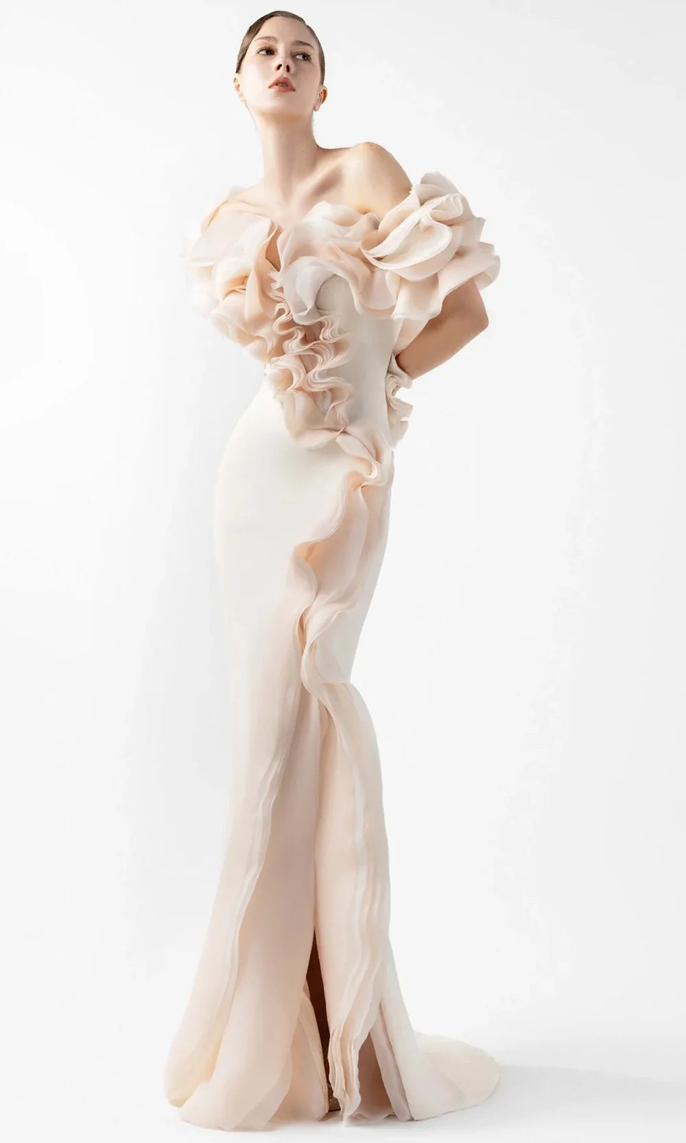 MNM Couture G2013 - Dramatic Ruffle Short Sleeve Gown Formal Gowns