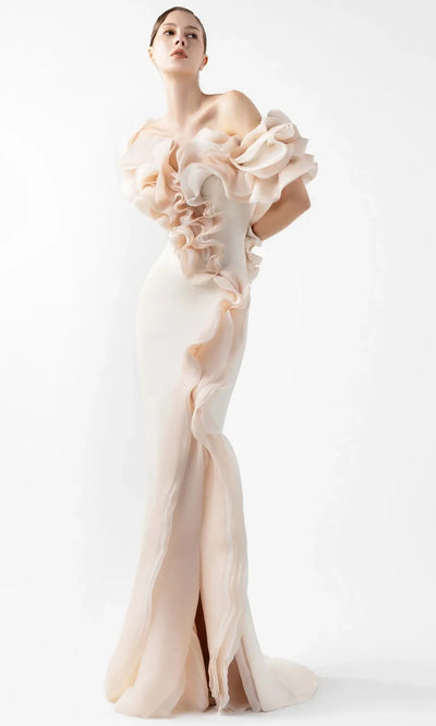 MNM Couture G2013 - Dramatic Ruffle Short Sleeve Gown Formal Gowns