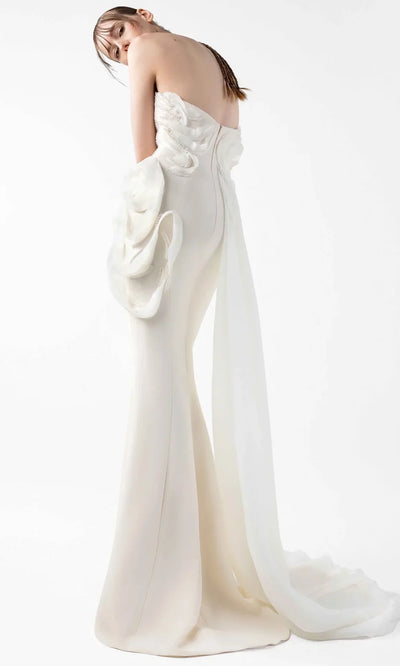 MNM Couture G2015 - Pearl Beaded Strapless Gown with Ruffle Accent Formal Gowns