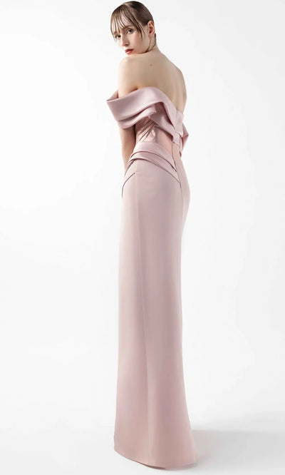 MNM Couture G2020 - Sculptural Pleated Column Crepe Gown Formal Gowns