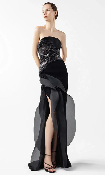 MNM Couture G2021 - Embellished Strapless Gown with Slit Prom Dresses
