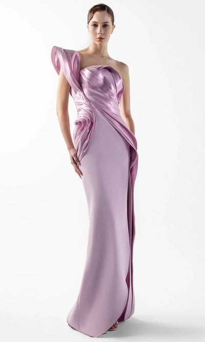 MNM Couture G2025 - Wrapped Asymmetric Neck Evening Gown Formal Gowns