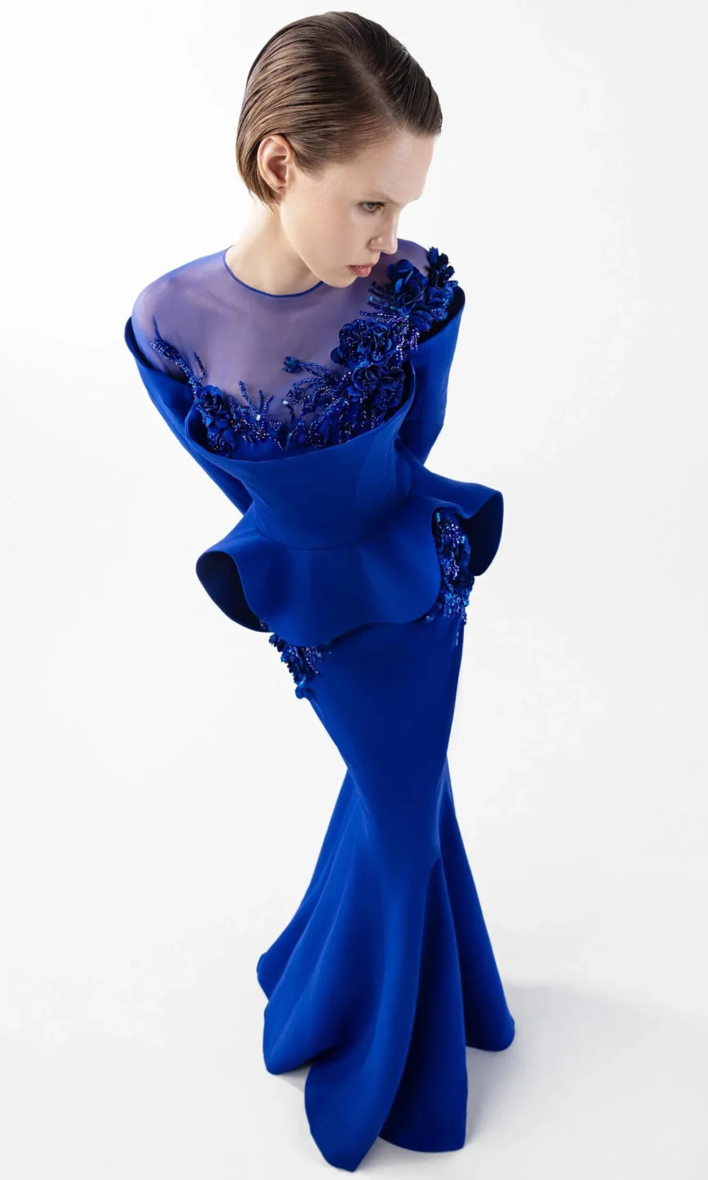 MNM Couture G2029 - Illusion Neck Embroidered Mermaid Gown Pageant Dresses