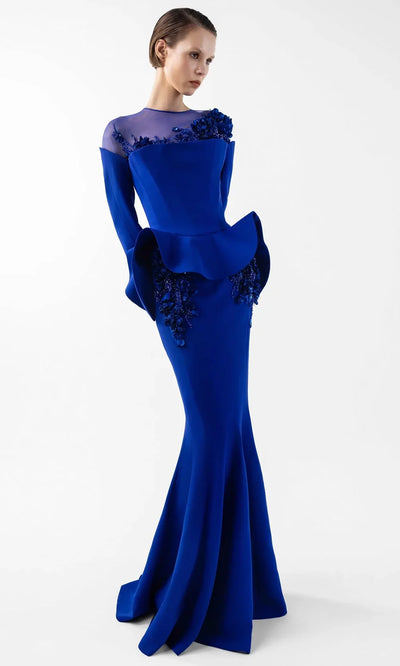 MNM Couture G2029 - Illusion Neck Embroidered Mermaid Gown Pageant Dresses