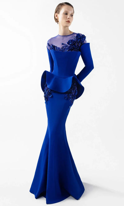 MNM Couture G2029 - Illusion Neck Embroidered Mermaid Gown Pageant Dresses