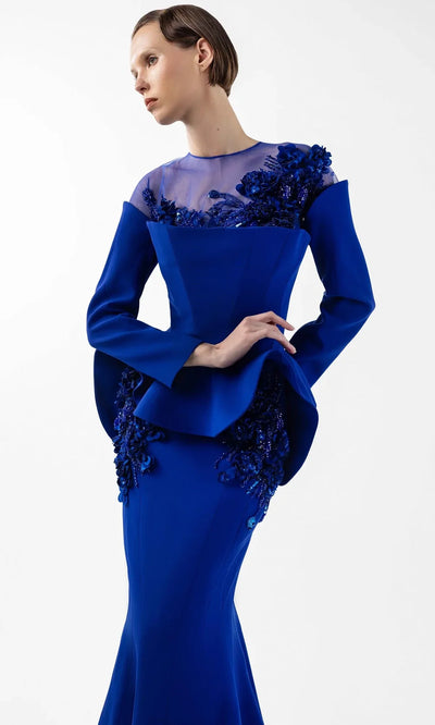 MNM Couture G2029 - Illusion Neck Embroidered Mermaid Gown Pageant Dresses