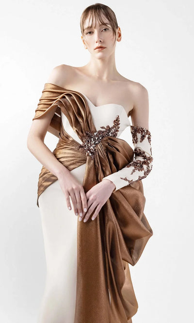 MNM Couture G2030 - Sweetheart Draped Bodice Evening Gown Formal-Gowns