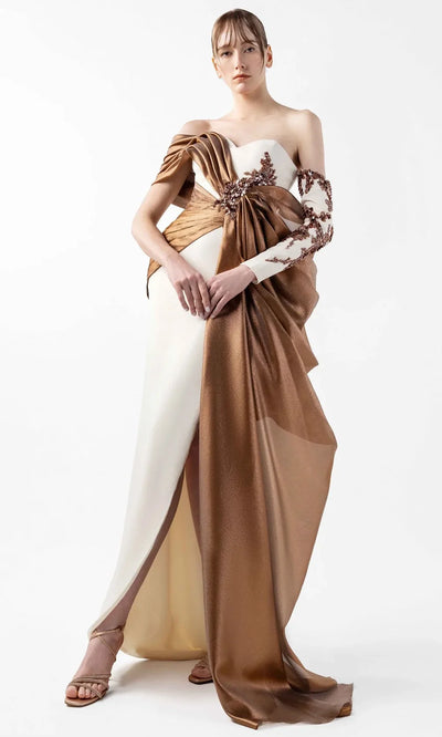 MNM Couture G2030 - Sweetheart Draped Bodice Evening Gown Formal-Gowns