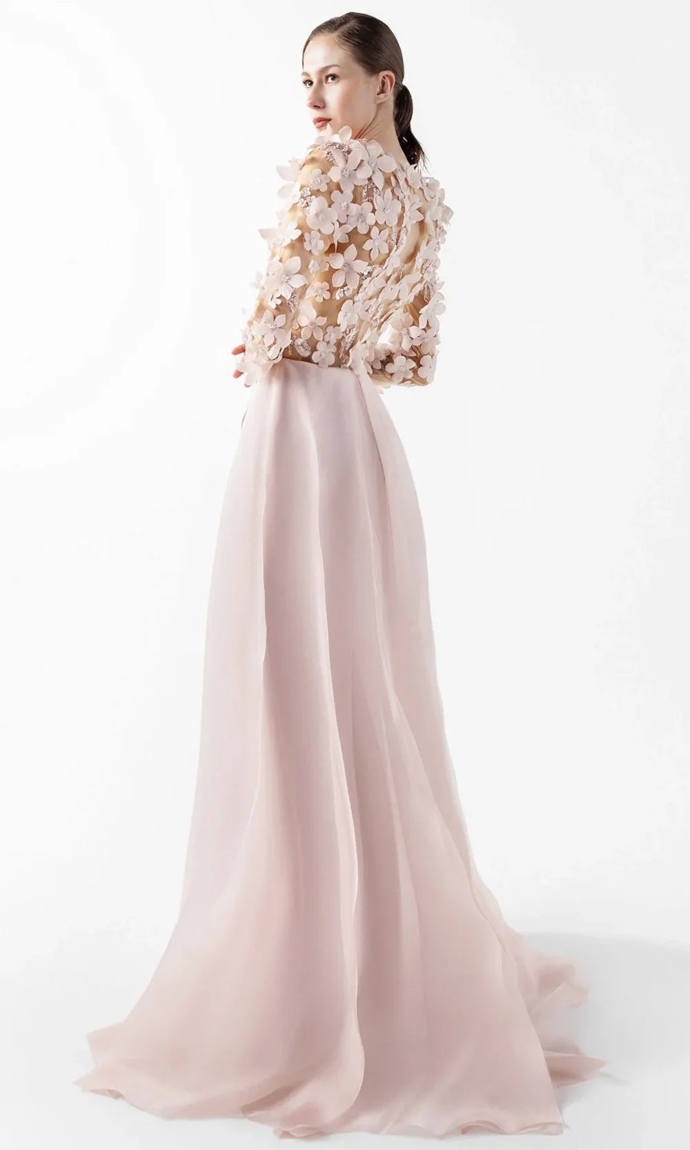 MNM Couture G2035 - Long Sleeve Applique A-Line Gown Formal Gowns