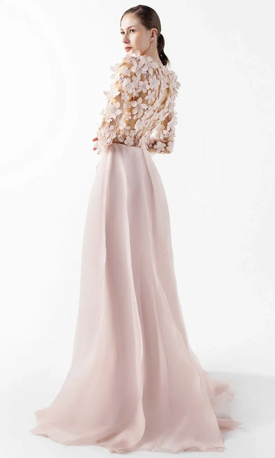 MNM Couture G2035 - Long Sleeve Applique A-Line Gown Formal Gowns