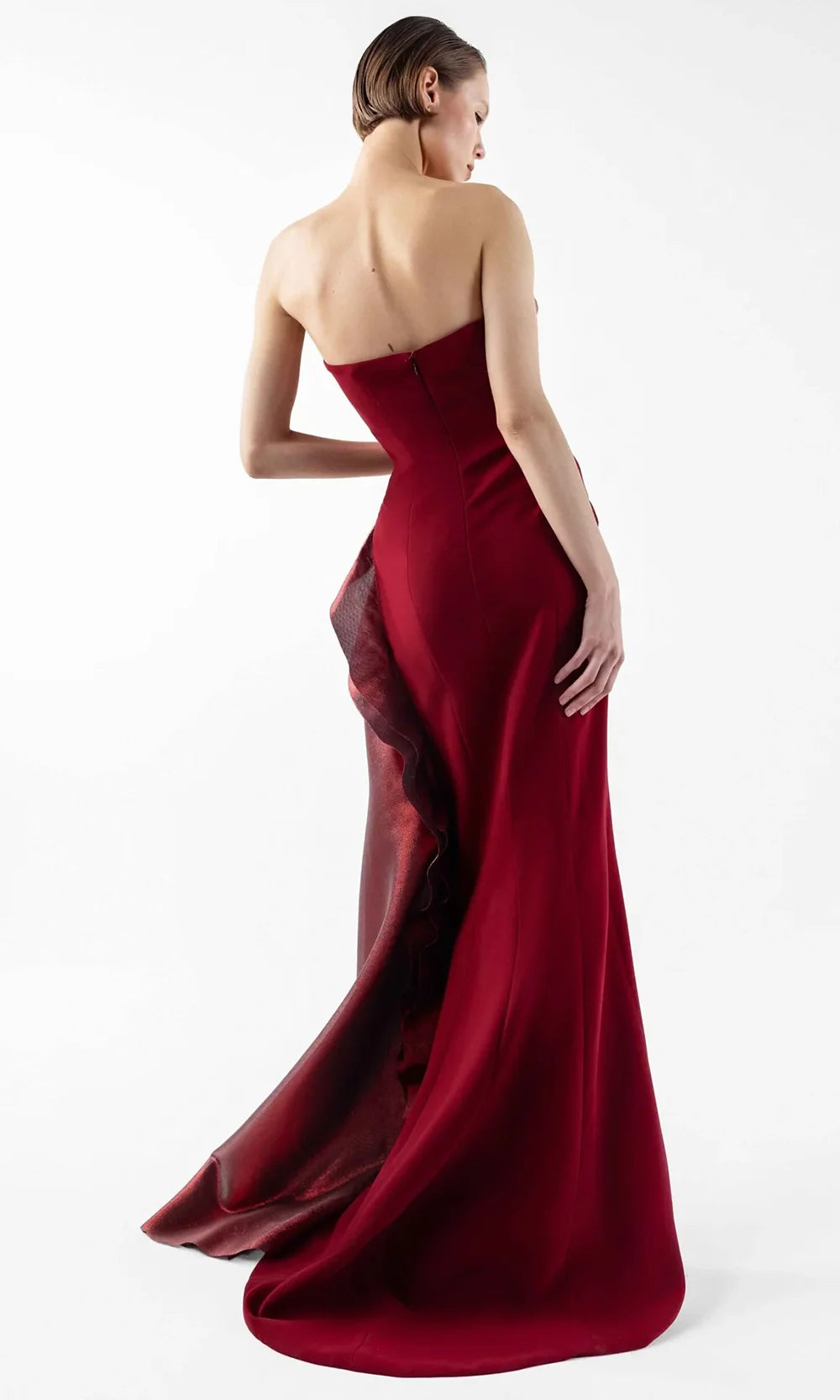MNM Couture G2037 - Strapless Sculpted Ruffe Crepe Gown Formal Gowns