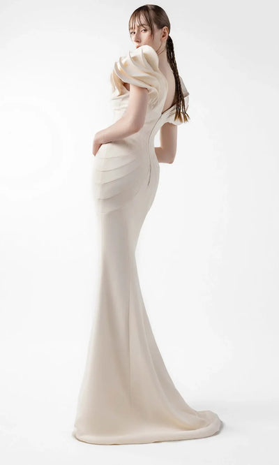 MNM Couture G2039 - V-Neckline Architectural Sleeve Gown Pageant Dresses