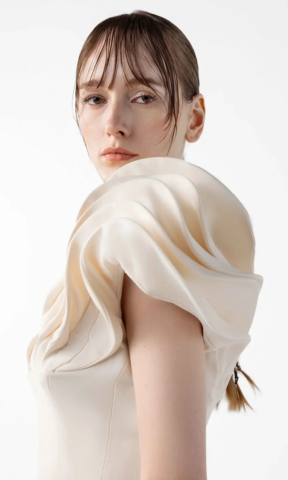 MNM Couture G2039 - V-Neckline Architectural Sleeve Gown Pageant Dresses