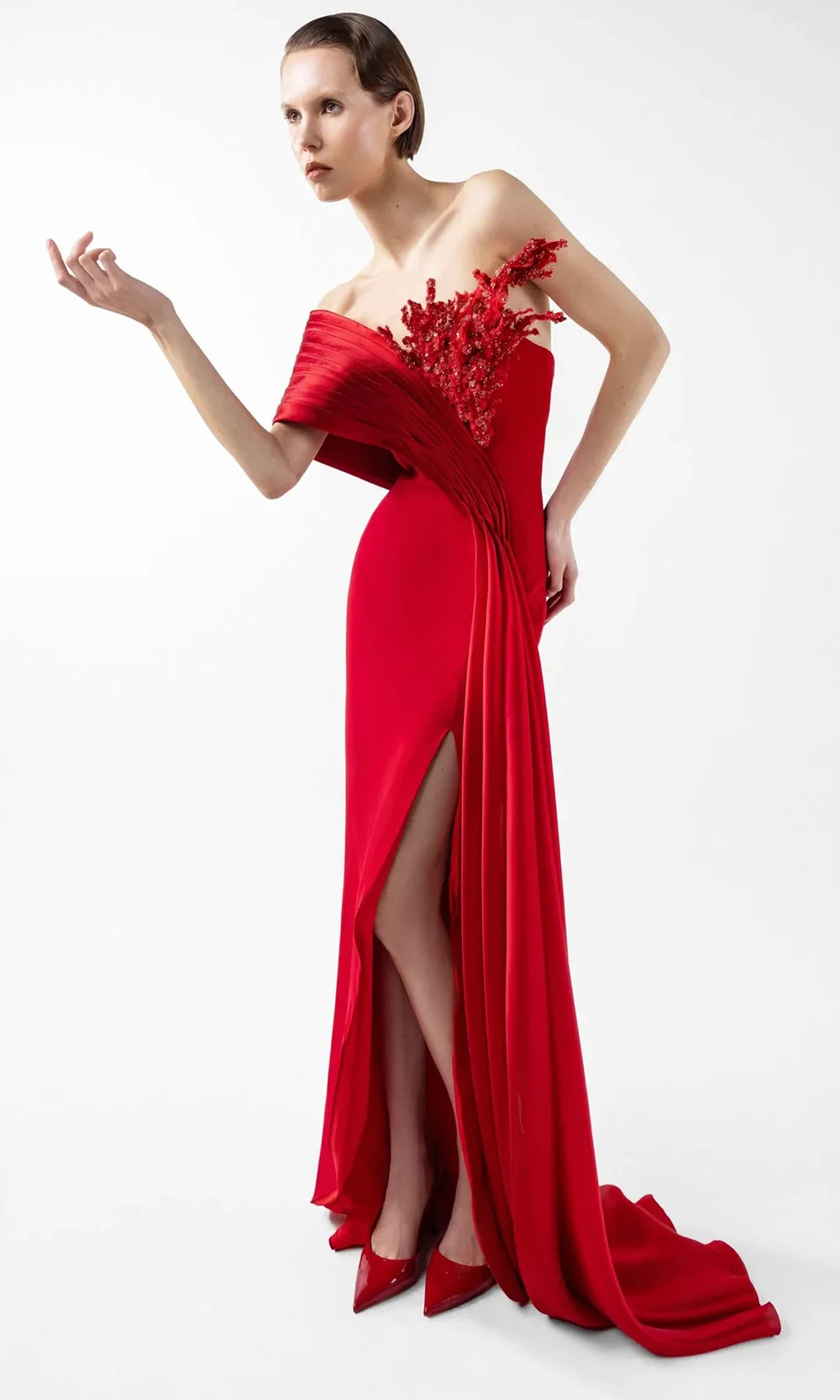 MNM Couture G2040 - High Slit Asymmetric Sheath Gown Formal Gowns