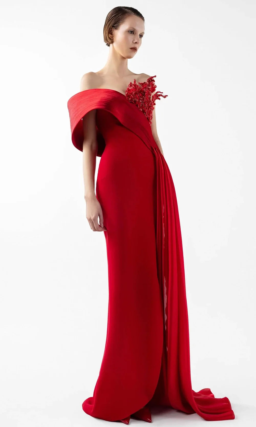 MNM Couture G2040 - High Slit Asymmetric Sheath Gown Formal Gowns