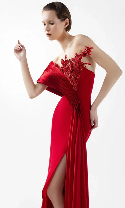 MNM Couture G2040 - High Slit Asymmetric Sheath Gown Formal Gowns