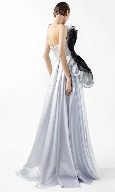 MNM Couture G2042 - Organza Ruffle Asymmetric A-Line Gown Formal Gowns