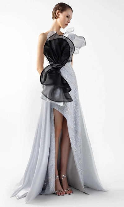 MNM Couture G2042 - Organza Ruffle Asymmetric A-Line Gown Formal Gowns