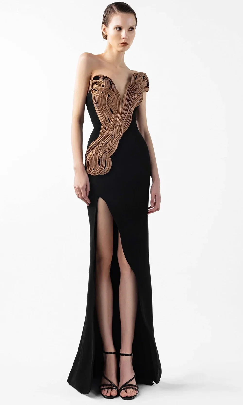 MNM Couture G2043 - Sculptural Embroidered Sheath Gown Formal Gowns