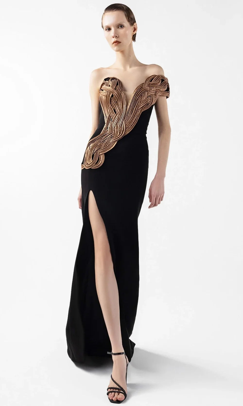 MNM Couture G2043 - Sculptural Embroidered Sheath Gown Formal Gowns