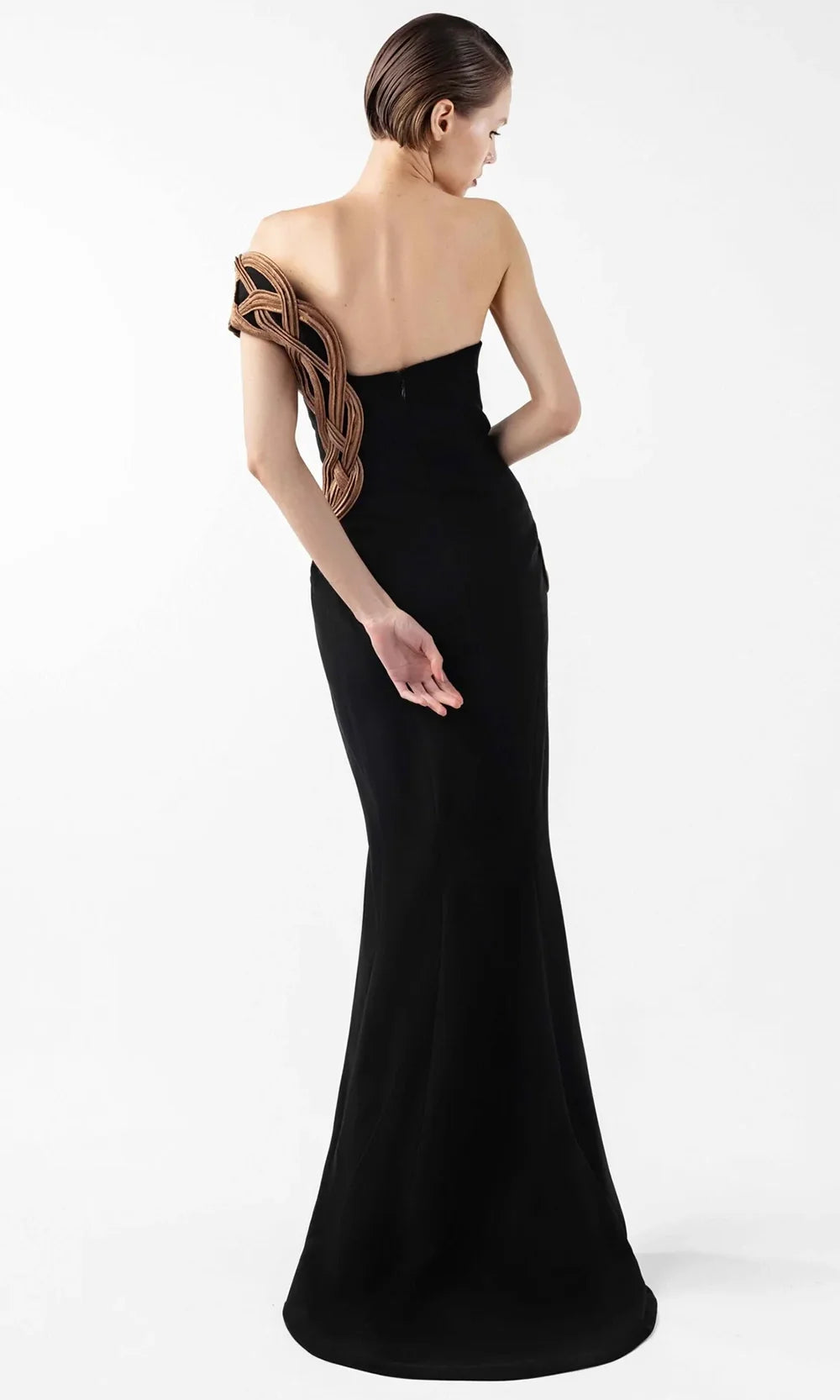 MNM Couture G2043 - Sculptural Embroidered Sheath Gown Formal Gowns