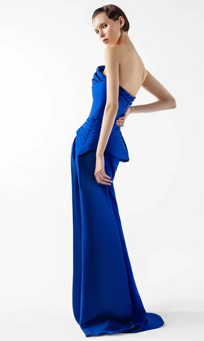 MNM Couture G2044 - Asymmetric Pleated Bodice Strapless Gown Formal Gowns