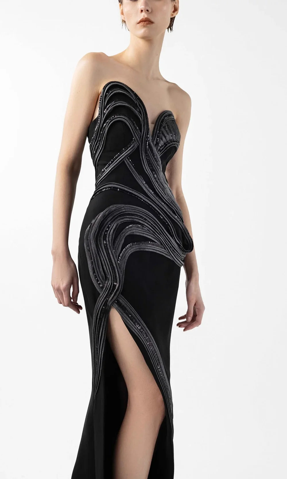 MNM Couture G2048 - High Slit Embellished Sheath Gown Formal Gowns