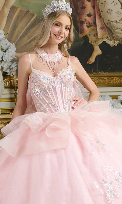 Elizabeth K GL3645 - Spaghetti Strap Ruffle Waist Quinceanera Gown Quinceanera Dresses
