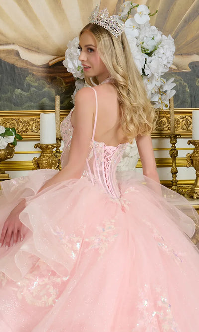 Elizabeth K GL3645 - Spaghetti Strap Ruffle Waist Quinceanera Gown Quinceanera Dresses