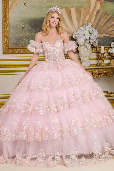 Elizabeth K GL3650 - Puff Sleeve Tiered Quinceanera Gown Quinceanera Dresses