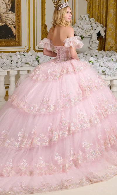 Elizabeth K GL3650 - Puff Sleeve Tiered Quinceanera Gown Quinceanera Dresses