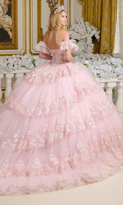 Elizabeth K GL3650 - Puff Sleeve Tiered Quinceanera Gown Quinceanera Dresses