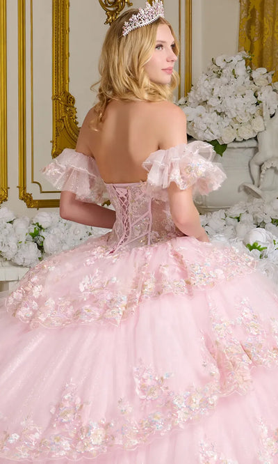 Elizabeth K GL3650 - Puff Sleeve Tiered Quinceanera Gown Quinceanera Dresses