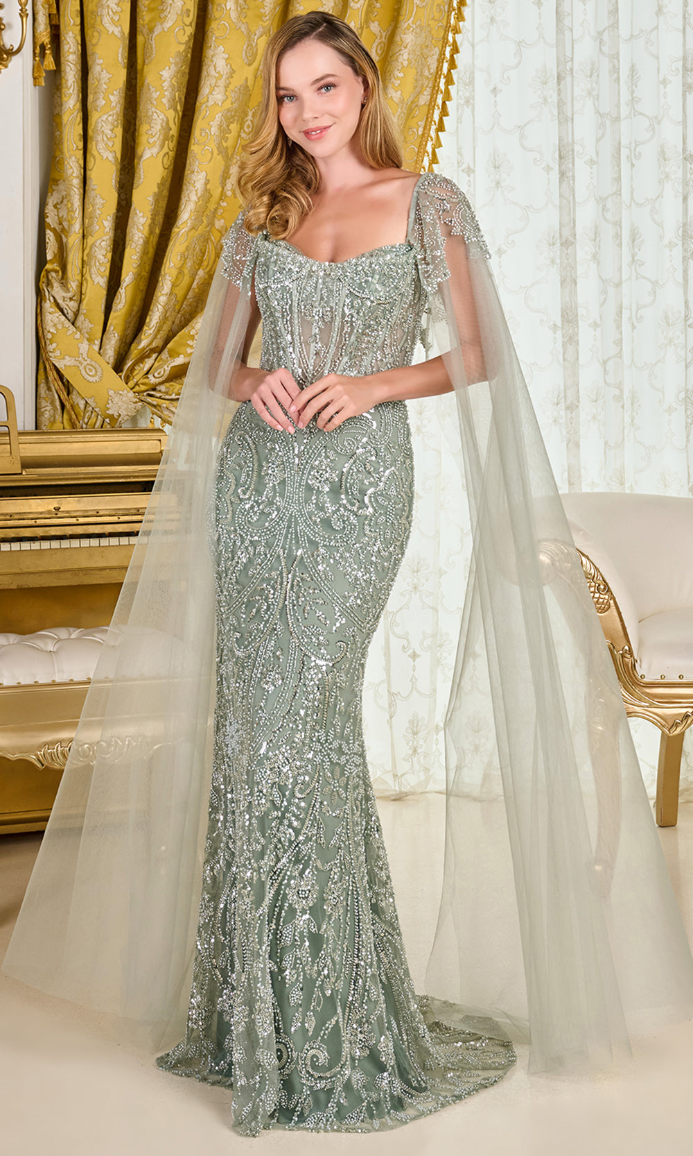 GLS by Gloria GL3704 - Bead Encrusted Sweetheart Formal Gown Mother of the Bride Dresses in Green