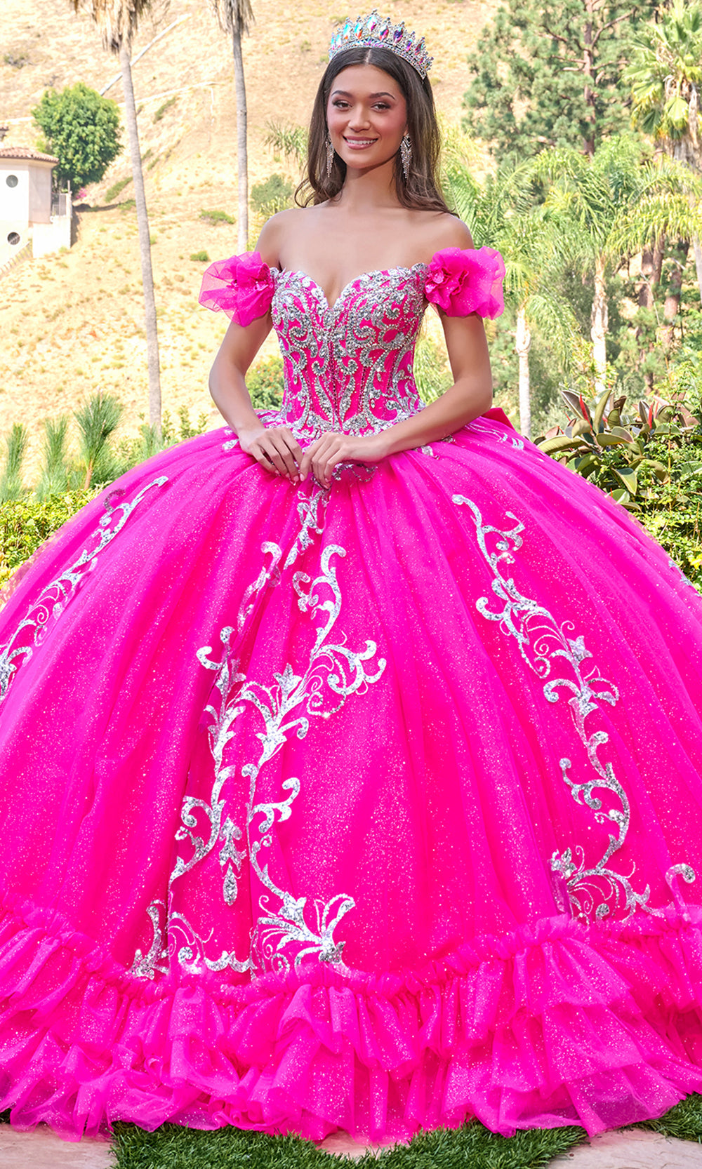 Elizabeth K GL3709 - Tiered Ruffle Hem Embellished Ballgown Quinceanera Dresses